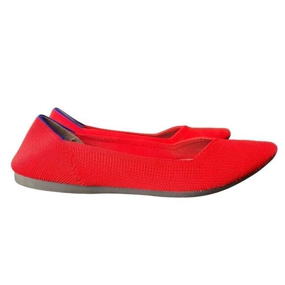 Rothy's The Point Ballet Flat Knit Fabric Size W8 Red Pointed Toe - Picture 2 of 9